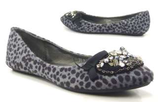 Damen Schuhe Ballerinas Strass leopardenmuster  