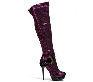Lady Couture Purple Platform Boot w/ Crystals Ladies High Heels   All 