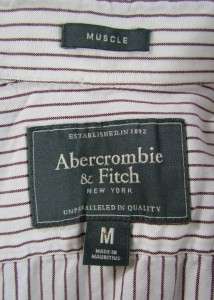   burgundy stripe ABERCROMBIE & FITCH casual shirt muscle MEDIUM  