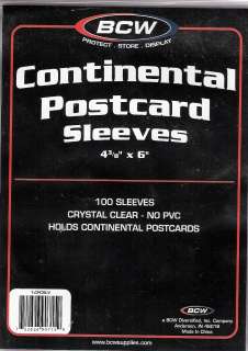 100 Continental Postcard SLEEVES Plastic Crystaline Protectors Holder 