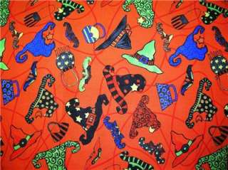 New Witches Hat Halloween Fabric BTY Witch Shoe Purse  