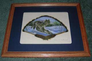 WOLF FEATHER PAINTING SIGNED BY ALLEN CROSTHAMEL PRINT  