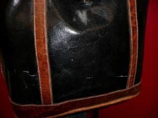 Vintage BRAHMIN Black Leather Croco LARGE Tote Satchel Purse Bag 