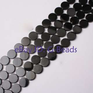 10MM 12MM 16MM COIN BANDED BLACK AGATE BEADS STRAND 15  