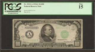   1000 One Thousad Dollar Bill Note Boston District PCGS FINE 15  