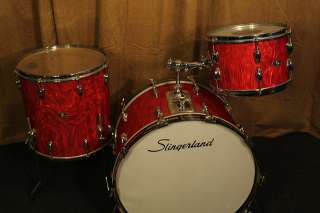 1974 Slingerland Avante Drum Set in Red Satin Flame 3ply shells! Blues 