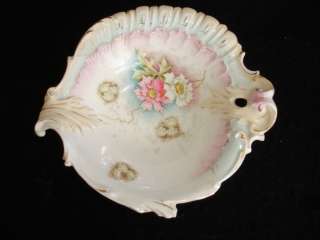   small bowl pin tray painted pink white carnations Mold ST 13  
