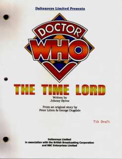Unfilmed 1990 2 hour DOCTOR WHO movie script THE TIME LORD Johnny 