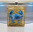 scrabble tile pendant blue beach crab charm am282 expedited shipping