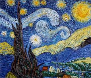   Van Gogh Starry Night Reproduction Hand Painted Oil Painting 20x24in
