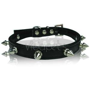 11 14 Black Leather Spiked Dog Collar Small S  
