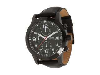   GUESS CHRONOGRAPH BLACK LEATHER MENS WATCH U12636G1 FREE SHIPP IN USA