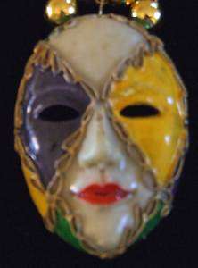 Mardi Gras Jester Mask Diamond Face New Orleans Beads  