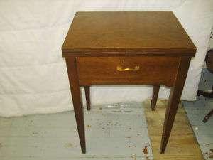 VINTAGE ANTIQUE SEWING MACHINE TABLE OAK MAPLE 20% FOR BREAST CANCER 