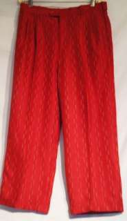 Flashy Red Striped Mans French Cuff Shirt w Matching Pleated Pants L 