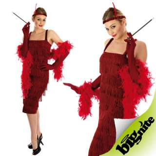 LADIES FRINGE FLAPPER 20s CHARLESTON FANCY DRESS COSTUME + HEADBAND 