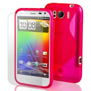 PINK S LINE WAVE SILICONE GEL CASE COVER FOR HTC SENSATION XL  