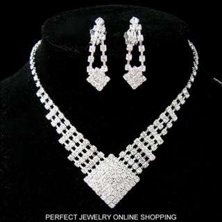 Wedding/Bridal crystal necklace earrings ring set S002  