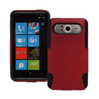 HTC HD7 2 in 1 silicone skin hard case Hybrid Red/Black  