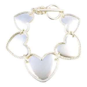 Bracelet   B129   Designer Inspired Heart Link ~ Brushed Silver Tone 