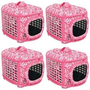   Pink Pattern 18x14x12 Dog Cat Pet Carrier 4 pk