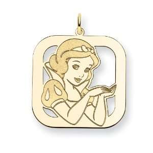    Gold Plated Sterling Silver Disney Snow White Square Charm Jewelry