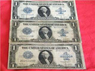 1923 $1 ONE U.S.DOLLAR SILVER CERTIFICATEX3 LARGE NOTE  