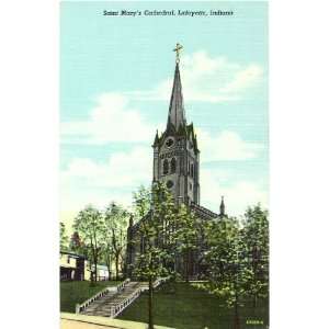 1930s Vintage Postcard St. Marys Cathedral   Lafayette Indiana