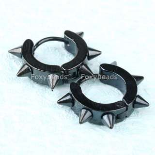 Gothic Metal Stainless Steel Dinosaur Taper Spike Ear Stud Ring Hook 