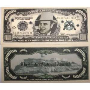   of 5 Bills Al Capone One Hundred Thousand Dollar Bill Toys & Games