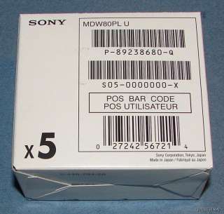 Sony MDW 80PL 5 Discs Singles Recordable MiniDisc Walkman Premium Gold 