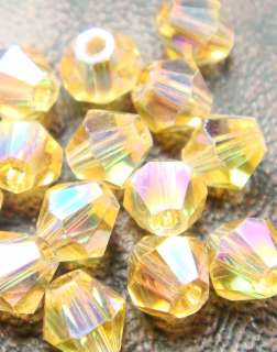  100pcs gold champagne AB 4mm Glass Lots Bicone Loose 