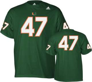 Miami Hurricanes Green adidas #47 Football Jersey T Shirt  