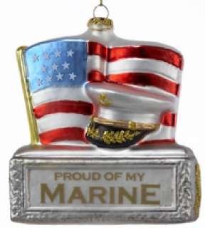 Proud of My Marine USMC Military Glass Christmas Ornament  