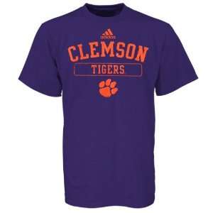  adidas Clemson Tigers Purple Practice T shirt Sports 