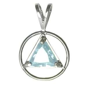 Alcoholics Anonymous Sterling Silver AA Symbol Birthstone Pendant 