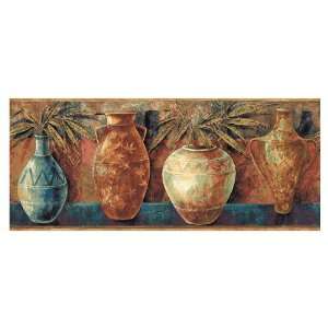 allen + roth Orange Ethnic Vases Wallpaper Border LW1341041