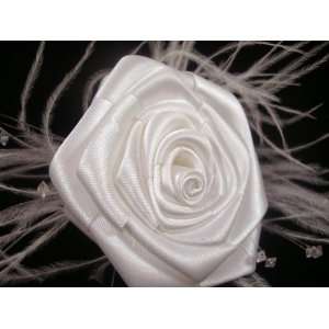   Satin Rose Hair Flower Clip and Pin Back Brooch, Limited. Beauty