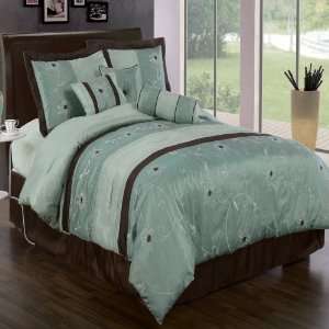  Grand Park Aqua Blue 7 Piece Comforter Set: Home & Kitchen