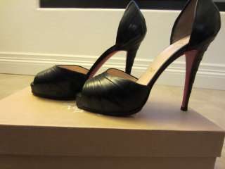 Authentic Christian Louboutin Black Armadillo 120mm calf leather heels 
