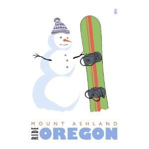  Mount Ashland, Oregon, Snowman with Snowboard Premium 