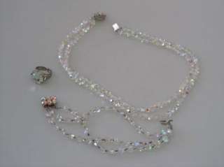   Vintage 1950s Necklace SET Aurora Borealis Czech Crystals  