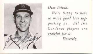 JERRY STALEY: 1950s St. Louis Cardinals Autographed  