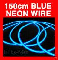 150cm 60 BLUE NEON Wire Car Interior Lighting kit  