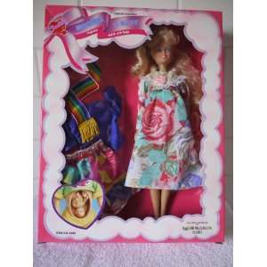   Doll in Floral Dress with Extra Clothes and Baby Carrier (1991) RARE