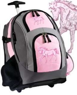  Pink Horse Rolling Backpack Deluxe Horses   Backpacks Bags 