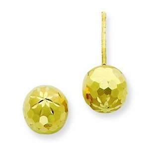  14k 7mm Diamond Cut Mirror Ball Post Earrings Jewelry