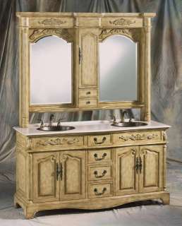 Double Bath Vanity Cabinet with Marble Top and Hutch # 569 NF 2pc   68 