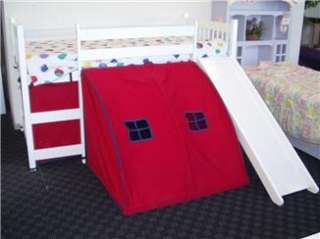 White or Natural Twin Loft Tent Bunk Bed w/Slide NEW  