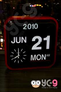   large calendar auto flip wall desk clock red 43 cm very good quality